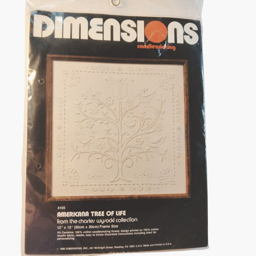 Dimensions Candlewicking Kit Americana Tree Of Life 1983 12x12 Frame Size